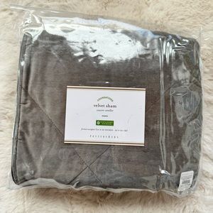 NEW Pottery Barn Velvet Pillow Sham Euro Gray 26" x 26" square